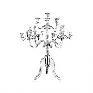 Candélabre de luxe en argent pour décoration de mariage, porte-bougie en métal 25 lumières 90 CM, décoration d'hôtel, Halloween, Noël, célébrations - Product Image 1