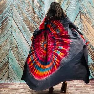 Moderno caliente relajado cuello en V profundo hecho a mano Tie Dye moda verano Resort desgaste vestido de fiesta de noche Boho playa Kaftan Kimono Bata - Product Image 2
