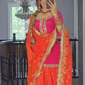 Traje Salwar Lehenga de Seda Georgette con Bordado Pesado de Lentejuelas de 5mm para Mujer, Ideal para Bodas/Fiestas, de Secado Rápido - Product Image 1