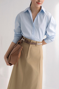 Chemise en popeline de soie pour femme, coupe ample, boutonnée, manches longues, style Oxford, simple, pour le bureau, décontractée, printemps, été, hiver - Product Image 3