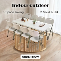 Table de camping pliable légère et moderne, table de pique-nique portable en plastique avec poignée de transport, mobilier d'extérieur