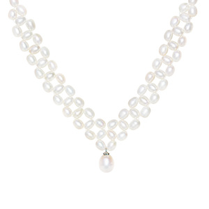 Collier pendentif en perles fantaisie fait main par Tilian, perles d'eau douce en forme de riz, tissé, mignon et élégant, cadeau - Product Image 5