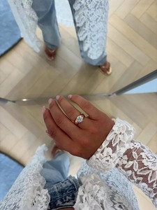 Flush Set Lab Diamond 18K Gold Gypsy Solitaire <b>Ring</b> Chunky <b>Dome</b> Wedding Band Modern Minimalist Engagement <b>Ring</b> Women IGI - Product Image 3