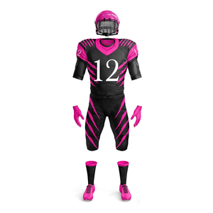 Custom American Football Uniform Set Black Blue Striped Sublimated Jersey Pants Gloves <b>Socks</b> Men Adult All Seasons - Product Image 5