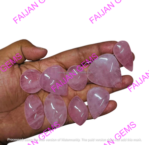 FAIJAN GEMS Lot de cabochons en quartz rose naturel pour la fabrication de bijoux, certifiés par un tiers, taille personnalisable, Rajasthan - Product Image 2
