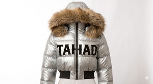 Fashion Women's Duck Down Short Puffer Jackets Waisted Natural Raccoon <b>Fur</b> Hooded <b>Coats</b> Slim Fit Streetwear Trendy Winter Parka - Product Image 2