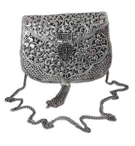 Bolso de mano vintage de metal tallado a mano con cierre de solapa de Lowellcraft.com, elegante - Product Image 1