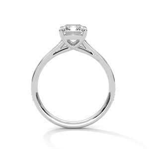 <b>Aesthetically</b> Designed Engagement Diamond <b>Ring</b> Solid 14K White Gold <b>Ring</b> Comes With Emerald Cut Lab Grown Created Diamond <b>Ring</b> - Product Image 3