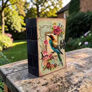 Grimoire Bird Leather Spiral Bound Hardcover <b>Journal</b> Floral Vintage Handmade <b>Diary</b> - Product Image 2