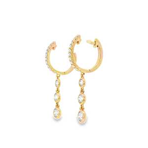 Pendientes de Aro con Diamantes Colgantes, Oro Sólido de 14k, Engaste de Bisel, Diamantes Redondos Cultivados en Laboratorio, Elegantes y Clásicos, Precio de Fábrica B2B - Product Image 4