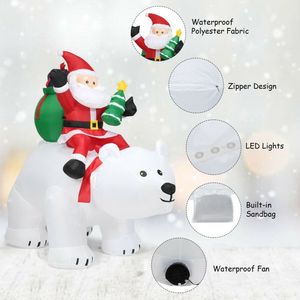 Babbo Natale Gonfiabile da 6,5 Piedi su Orso Polare con Testa Oscillante e Luci LED, Decorazione Natalizia da Esterno - Product Image 5