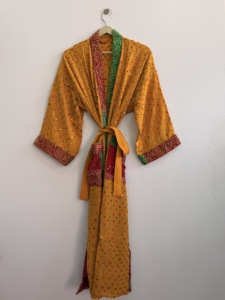 Recycled Silk Embroidered Sari <b>Kimono</b> Robe Boho Festival <b>Cover</b> <b>Up</b> - Product Image 5