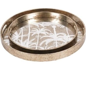 Bandeja de Metal Dorada para Servir Alimentos, con Forma Personalizada, para Bodas, Decoración del Hogar, Cocina, Catering, Artículo Usado - Product Image 1