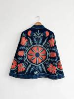 Veste en velours brodée Suzani florale bohème pour femme, faite à la main, luxe, mode hiver, commande en gros