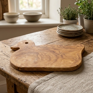 Adorable <b>Duck</b> Shaped Solid Wood Cutting <b>Board</b> Decorative Kitchen Prep Block Artisan Charcuterie Platter Serving Tray Box - Product Image 2