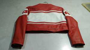 Blouson moto court en peau de mouton véritable rouge, coupe ajustée, avec broderie Delta Zeta DST pour Sigma Chi Eta Alpha Epsilon Pi - Product Image 3