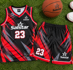 Ensemble de maillots de basket-ball pour hommes, sans manches, col en v, respirant, noir et rouge, uniforme d'équipe avec logos personnalisés des sponsors du club, noms et numéros - Product Image 5