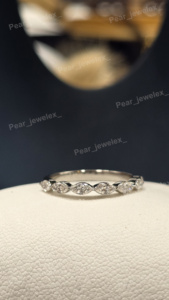Luxury Marquise Cut Moissanite <b>Ring</b> <b>925</b> Sterling <b>Silver</b> Half Eternity Wedding Band Stackable Promise <b>Ring</b> - Product Image 4