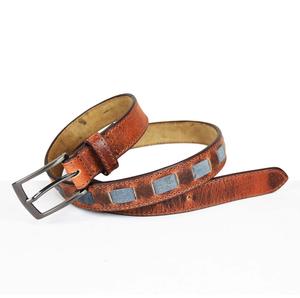 Ceinture de travail en cuir véritable de style occidental de haute qualité 2026, avec broche à rouleau en alliage argenté antique, motif feuille de cowboy, artisanale - Product Image 1