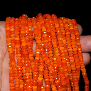 Cuentas Rondelle facetadas de ópalo etíope naranja de 4-6mm de alta calidad, piedras preciosas sueltas naturales para la fabricación de joyas - Product Image 4