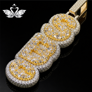 Custom Hip Hop <b>Rapper</b> Jewelry Moissanite Diamond Pendant <b>Chain</b> Set for Men - Product Image 1