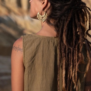 Handmade Block Print Raw Cotton Crop <b>Top</b> Tribal Fringe Bohemian <b>Festival</b> Clothing Earth Tone Summer <b>Top</b> - Product Image 3