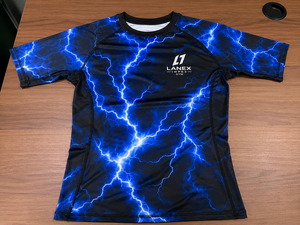 <b>Men</b> Blue Lightning <b>Compression</b> <b>Shirt</b> Short Sleeve Rash Guard Gym Fitness Workout Athletic Base Layer Sportswear Custom Logo OEM - Product Image 6