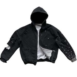 เสื้อมีฮู้ดเทอร์รี่ทำจากผ้าฝ้าย100% ได้420 460 500แกรมมีซิป Y2K พลอยเทียมโบราณ - Product Image 1