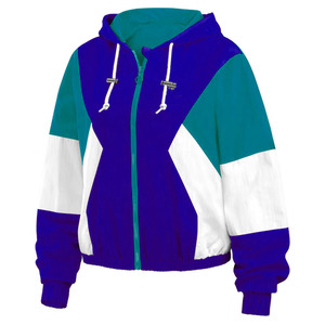 Womens Color Block Hooded <b>Racer</b> <b>Jacket</b> Zip Fly Elastic Waist Regular Fit All Seasons Outdoor Wear Blue Green White OEM Service - Product Image 6