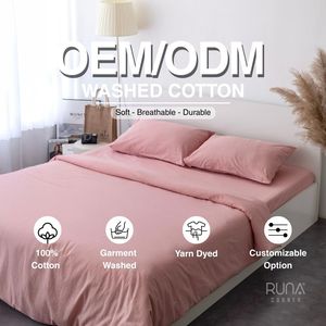 Juego de Ropa de Cama de Algodón Prelavado de Alta Calidad, Juego de Ropa de Cama Personalizado de 3 Piezas, Funda de Almohada, Sábana, OEM, ODM, Marca Privada - Product Image 1