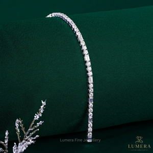Bracelet tennis de luxe en émeraudes et moissanite taille ronde, certifié IGI, disponible en or 9K, 10K, 14K, 18K, bracelet en diamant pour femme - Product Image 6