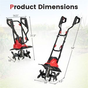 Cultivateur électrique de jardin 10 ampères avec 4 lames, largeur de travail de 14 pouces et poignée pliable, 380 tr/min - Product Image 5