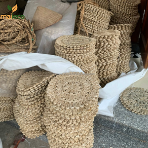 Mantel de mesa de estilo bohemio hecho a mano de alta calidad, jacinto de agua cuadrado Natural, Material de algas marinas de vidrio tejido, cartón de estilo bohemio - Product Image 6