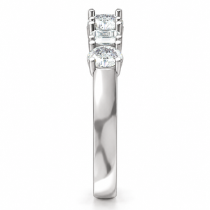 Bague à sept pierres à taille ovale émeraude alternée, classique, en or jaune 14K, avec diamant de laboratoire, alliance d'anniversaire, bijoux personnalisés OEM - Product Image 2