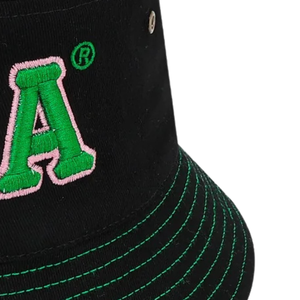 Chapeau Bob Noir AKA avec Lettre Brodé(e) Verte, Réglable, en Coton, pour Hommes et Femmes, Style Décontracté, Tendance Urbaine, pour l'Extérieur - Product Image 2