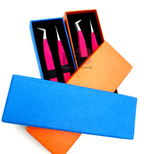 Pince à épiler rose vif pour pose de cils volume russe professionnelle, en acier, haute précision, avec grip diamanté - Product Image 5