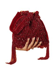 Sac Potli Brodé Rouge pour Mariage et Fêtes, Pochette Traditionnelle Indienne à Cordon, Vente en Gros - Product Image 1
