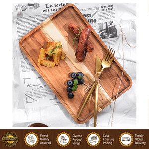 Assiettes en bois de qualité supérieure, plateau de service en bois d'acacia pour apéritifs/fromages/sandwichs/desserts/fruits/biscuits à prix avantageux - Product Image 5