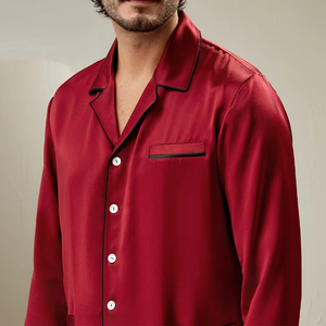 Ensemble de pyjama pour homme PHANTOM IMPEX, taille plus, manches longues, respirant, 100% soie de mûrier, imprimé satiné, toutes saisons, vêtements de maison - Product Image 5