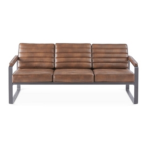 Canapé de réception moderne personnalisable à trois places en cuir véritable écologique pour bureau, banquette commerciale ou scolaire - Product Image 3