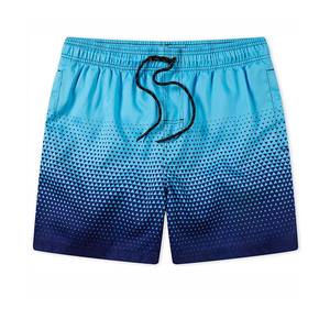 Shorts de Baño para Hombre con Estampado Geométrico Degradado, Secado Rápido, Cordón Ajustable, Cintura Media, Azul con Patrón - Product Image 1