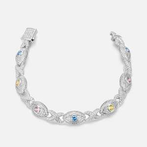 Luxury Evil Eye Charm Bracelet 925 Sterling Silver Gold Plated Moissanite Freshwater Pearl Hiphop Style Unisex Women <b>Men</b> Jewelry - Product Image 2