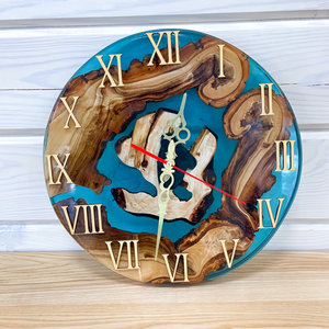 Artistic High Quality Epoxy Resin Wooden Wall <b>Clock</b> For Gifting Homedecor Luxury Polish Finished Time Piece For Restaurant Hotel - Product Image 1