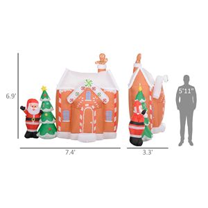 Casa di Pan di Zenzero Gonfiabile Gigante da 7 Piedi con Luci LED, Decorazioni Natalizie da Giardino per Interni ed Esterni, Divertimento Gonfiabile per le Feste - Product Image 3