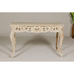 Mesa Auxiliar de Madera de Pino Tallada al por Mayor |   Acabado Crema de Miel - Product Image 6