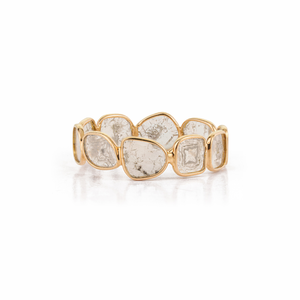 Anillo de Eternidad Completo Apilable con Diamantes Polki de Forma Irregular, Diseño Elegante y Delicado, Oro Amarillo K18, Joyería Minimalista - Product Image 1