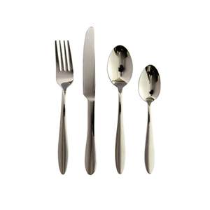 Ensemble de couverts modernes en acier inoxydable 4 pièces, finition miroir minimaliste, passe au lave-vaisselle, pour mariages, événements, traiteur, hôtel - Product Image 1