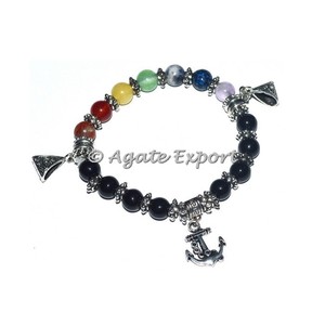7 Chakra yoga avec bracelet en pierre de lave, bracelet en pierre naturelle, bracelet en perles rondes, guérison, Reiki, Chakras - Product Image 3