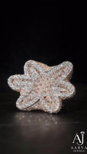Flower Shape Iced Moissanite Ring 925 <b>Sterling</b> <b>Silver</b> Rhodium Plated Unisex Statement Cocktail <b>Band</b> for Party <b>Wedding</b> Third - Product Image 5