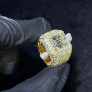 <b>Emerald</b> Cut Moissanite Champion Cluster <b>Ring</b> Men's Fully Iced Hip Hop Engagement Birthday Anniversary Gift 925 Sterling <b>Silver</b> - Product Image 4